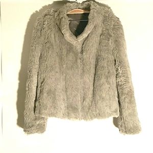 Vintage faux fur (teddy) grey coat European.